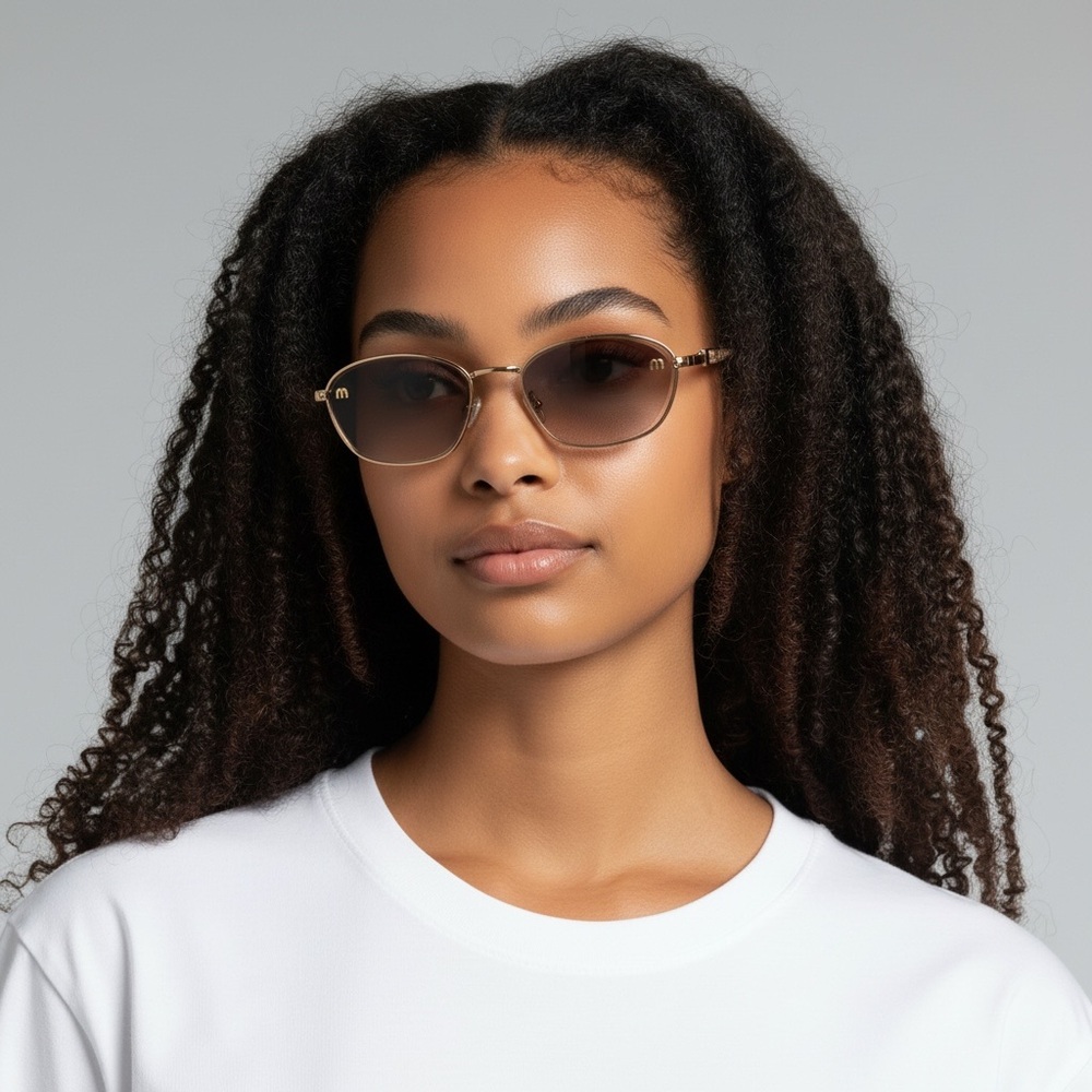 MIU MIU Women’s Metal Sunglasses | Gold & Nude | Brown Gradient Lenses | New - Picture 4 of 16